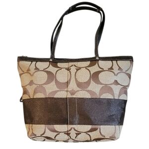Coach Signature Brown and Cream Tote